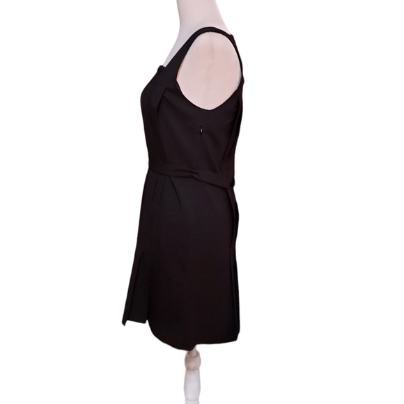 Theory Size 2 Dress Knee Length Wool Black Sleeveless Belted Pockets Sustainable - Picture 2 of 3